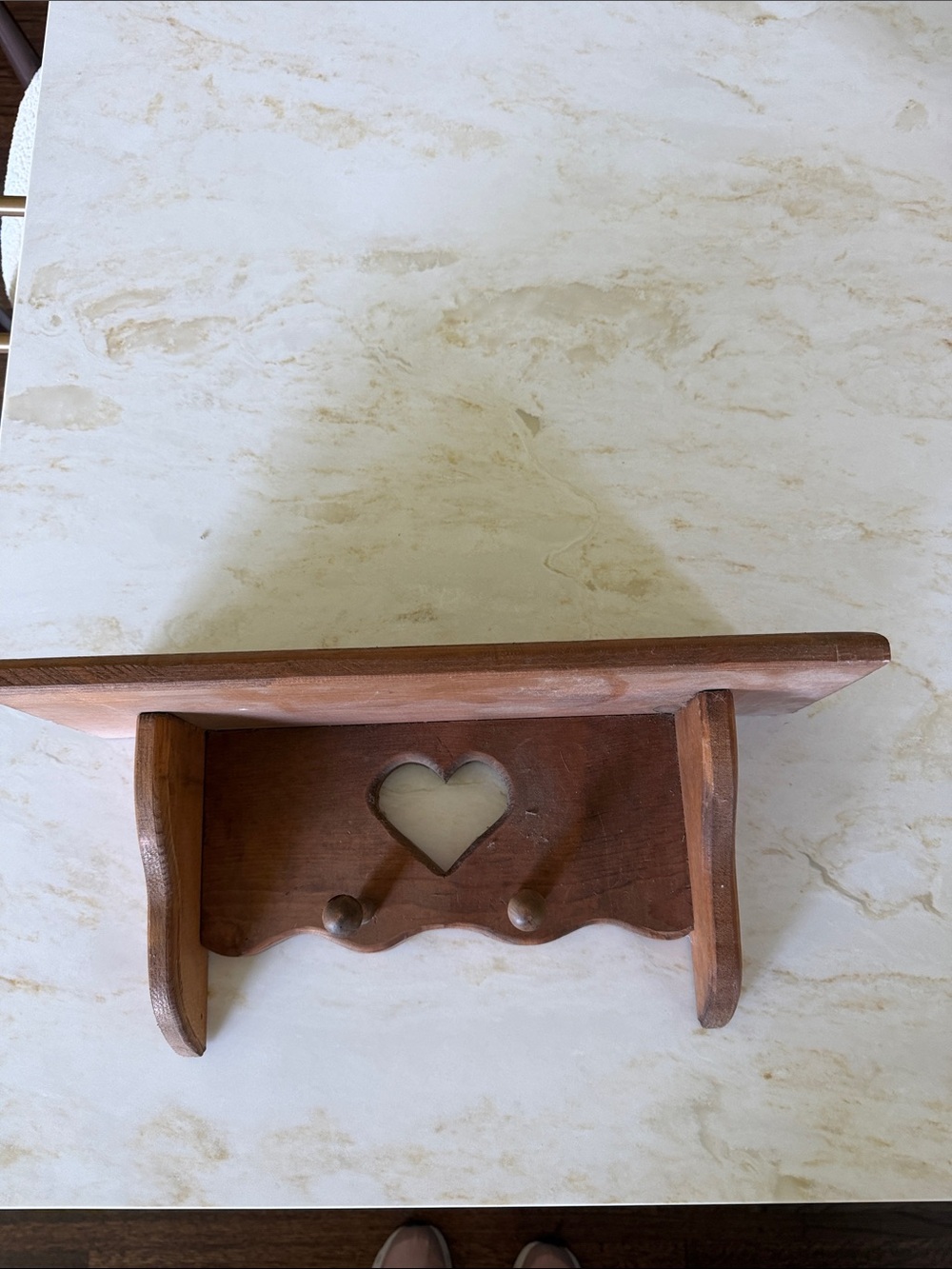 Wooden Heart Wall Shelf Hook - Brown